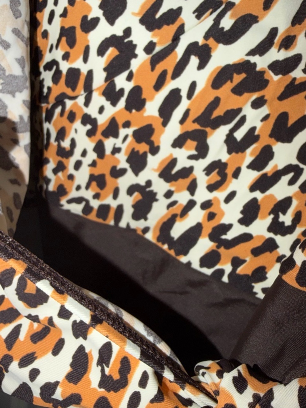 Leopard Print Wrap Front Tank swimsuit - Brown/Black - Picture 6 of 8